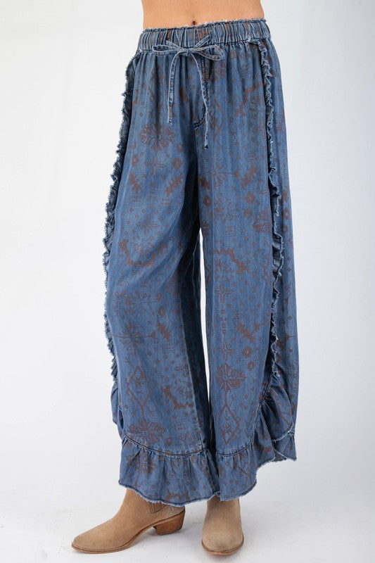 "Giana" Patterned Tencel Pants - The Katie Grace Boutique