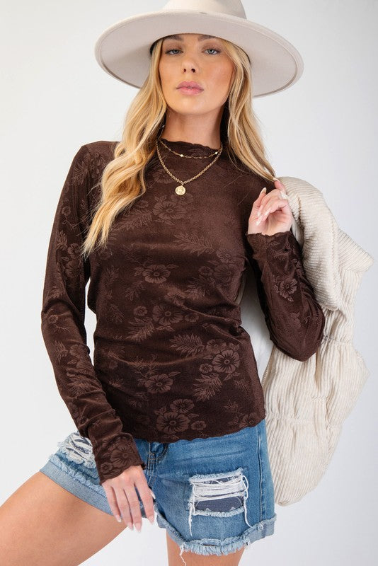 "Jade" Velvet Burnout Mesh Top, 2 colors - The Katie Grace Boutique