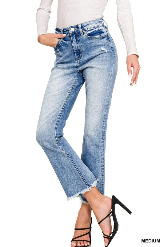 "Natalie" High Rise Straight Leg Cropped Jeans - The Katie Grace Boutique