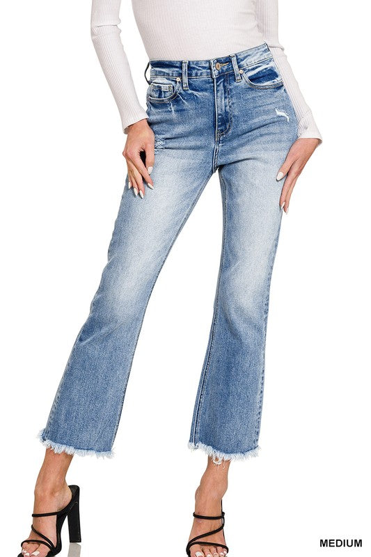 "Natalie" High Rise Straight Leg Cropped Jeans - The Katie Grace Boutique