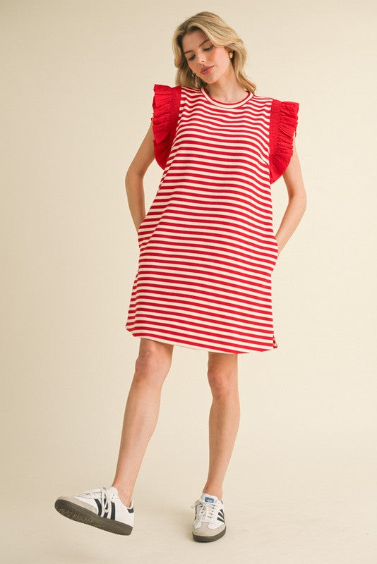 "June" Striped Dress, Red - The Katie Grace Boutique
