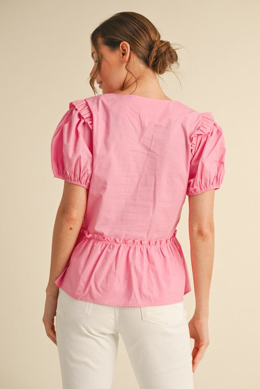 "Mia" Poplin Cotton Blouse - The Katie Grace Boutique