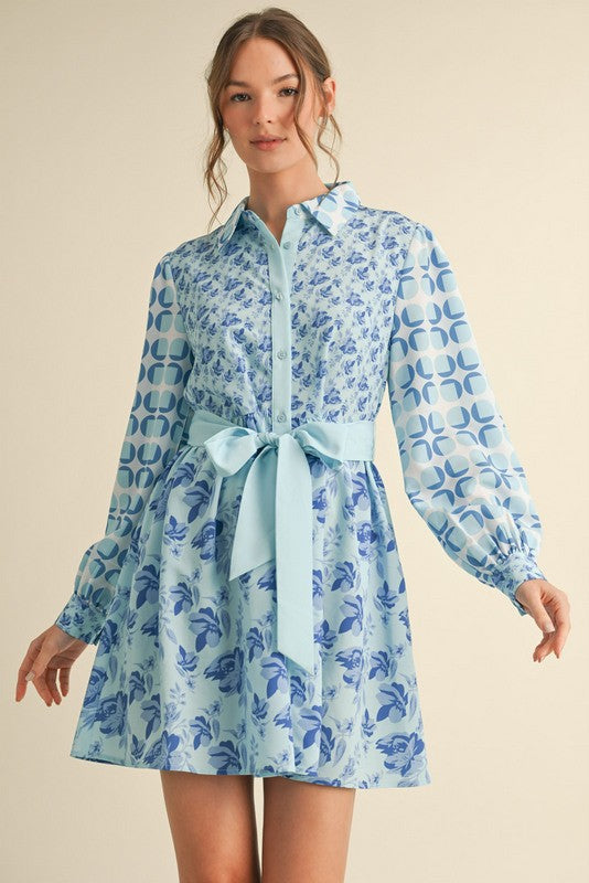 "Skye" Mixed Print Dress - The Katie Grace Boutique