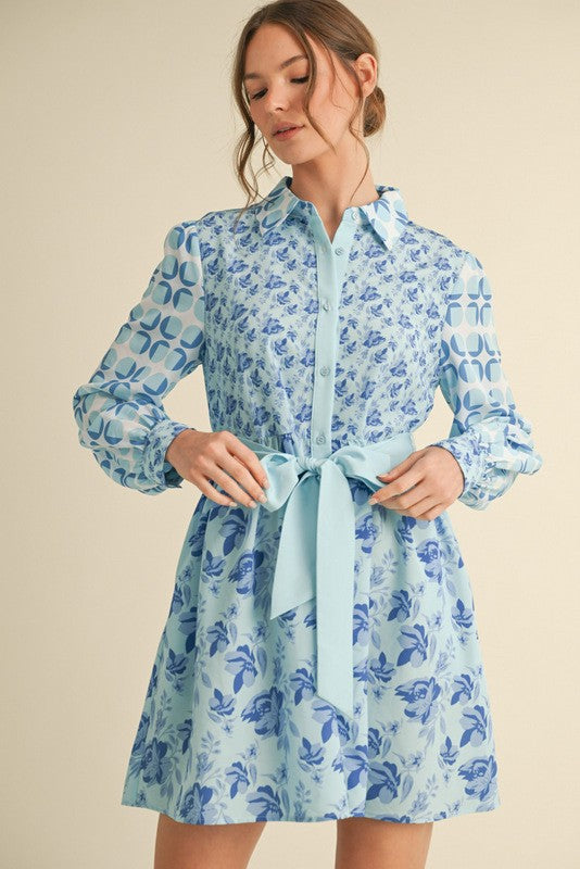 "Skye" Mixed Print Dress - The Katie Grace Boutique