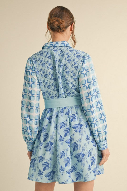 "Skye" Mixed Print Dress - The Katie Grace Boutique