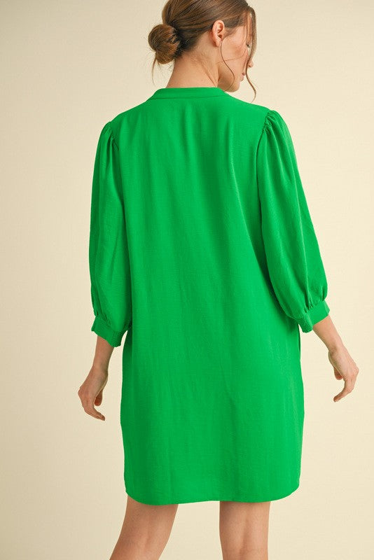 "Alaina" Notched Neckline Dress - The Katie Grace Boutique