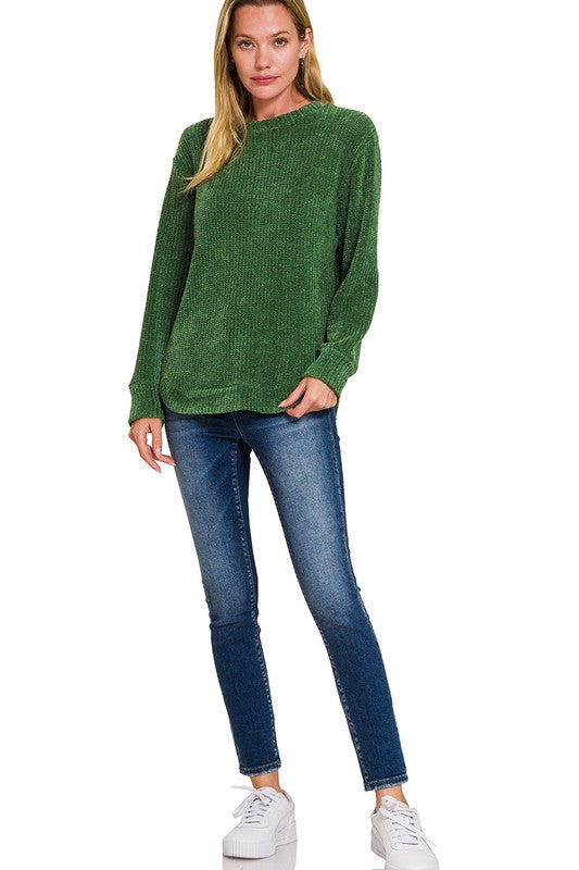 "Abigail" Waffle Knit Chenille Sweater, 3 colors - The Katie Grace Boutique