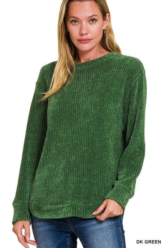 "Abigail" Waffle Knit Chenille Sweater, 3 colors - The Katie Grace Boutique