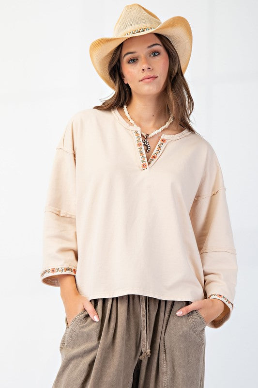 "Aubree" Embroidered Top, 3 colors - The Katie Grace Boutique