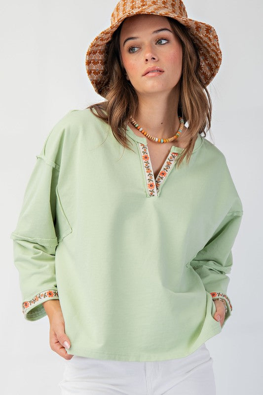 "Aubree" Embroidered Top, 3 colors - The Katie Grace Boutique