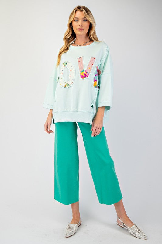 "Alina" Oversized Applique' Shirt - The Katie Grace Boutique