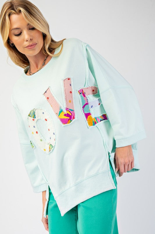 "Alina" Oversized Applique' Shirt - The Katie Grace Boutique