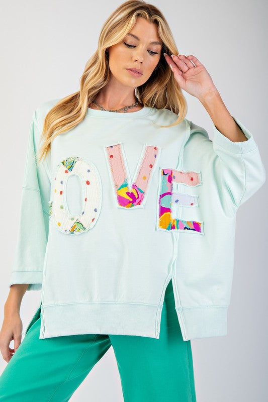 "Alina" Oversized Applique' Shirt - The Katie Grace Boutique