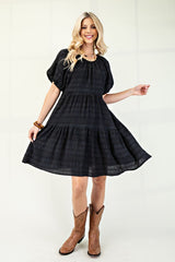 "Reya" Textured Dress w/ Bow Details, 2 colors - The Katie Grace Boutique