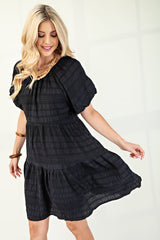 "Reya" Textured Dress w/ Bow Details, 2 colors - The Katie Grace Boutique