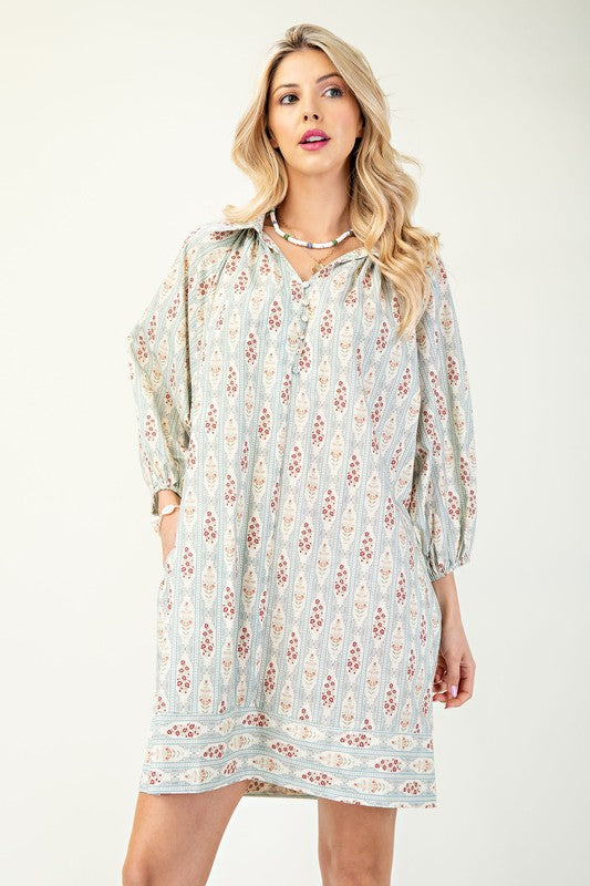 "Lauren" 3/4 Sleeve Dress - The Katie Grace Boutique