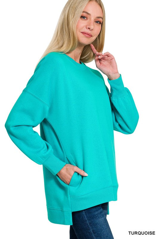 "Maddie" Fleece Lined Pullover with Pockets, 2 colors - The Katie Grace Boutique