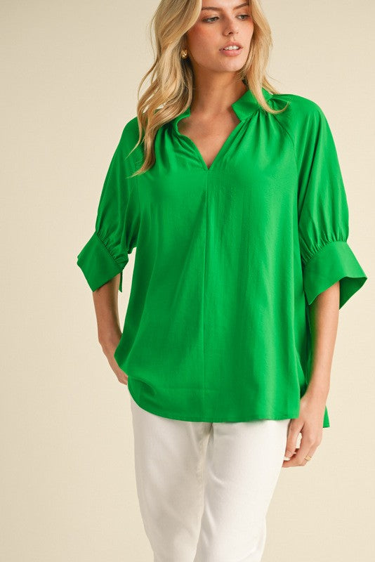 "Sadie" Geen Blouse - The Katie Grace Boutique