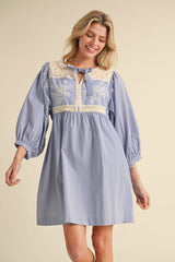 "Olivia" Crochet and Embroidery Dress, 2 colors - The Katie Grace Boutique