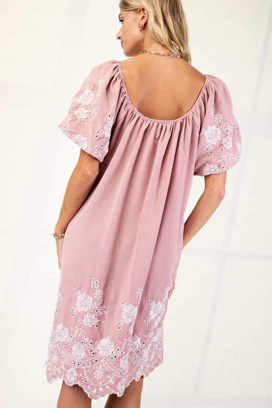 "Erin" Embroidered Dress, 2 colors - The Katie Grace Boutique