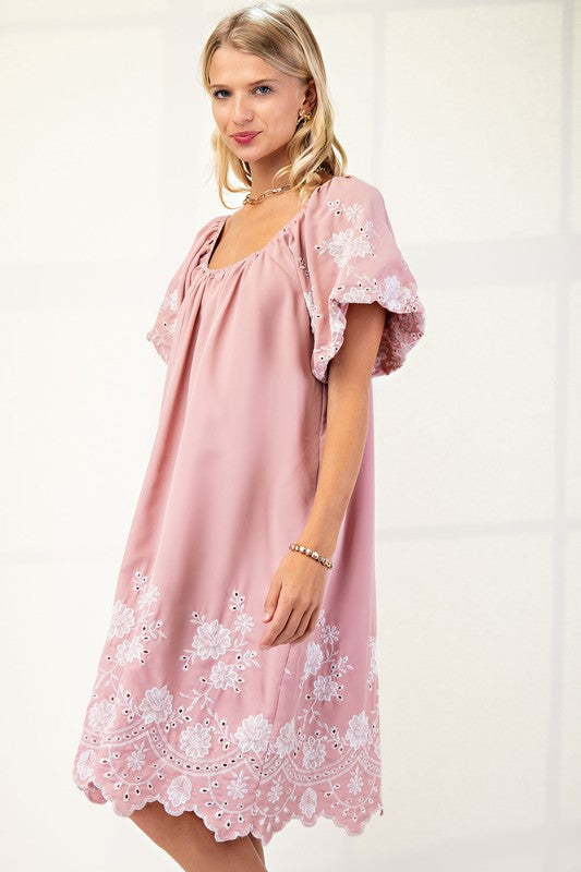 "Erin" Embroidered Dress, 2 colors - The Katie Grace Boutique