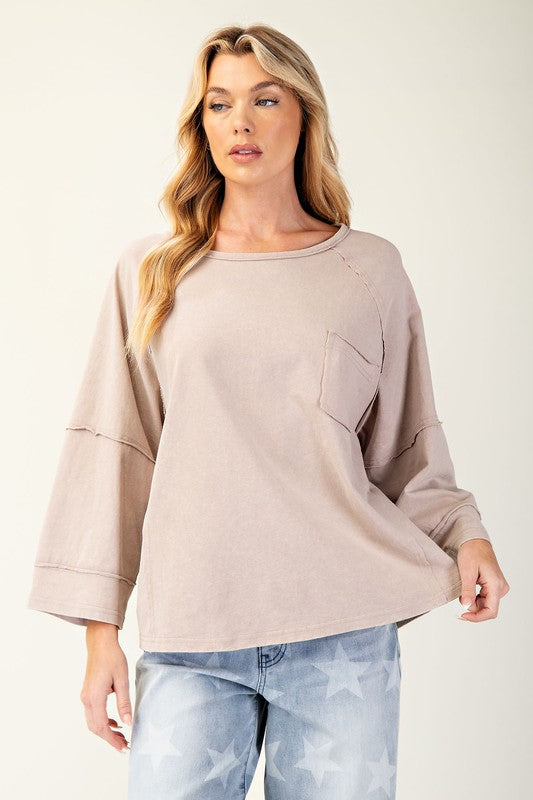 "Eden" Mineral Washed Top - The Katie Grace Boutique