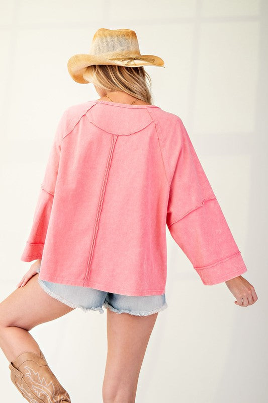 "Zoey" Mineral Washed Top - The Katie Grace Boutique