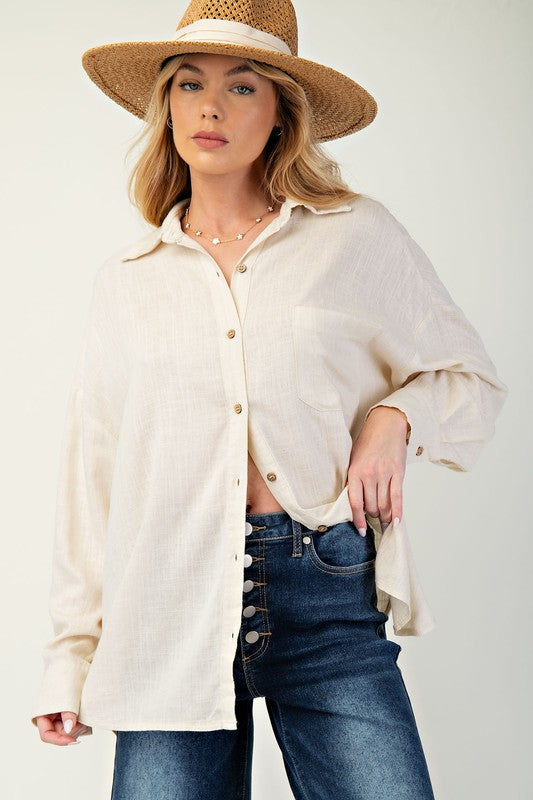 "Elliana" Perfect Button Down Blouse - The Katie Grace Boutique