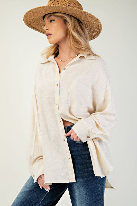 "Elliana" Perfect Button Down Blouse - The Katie Grace Boutique