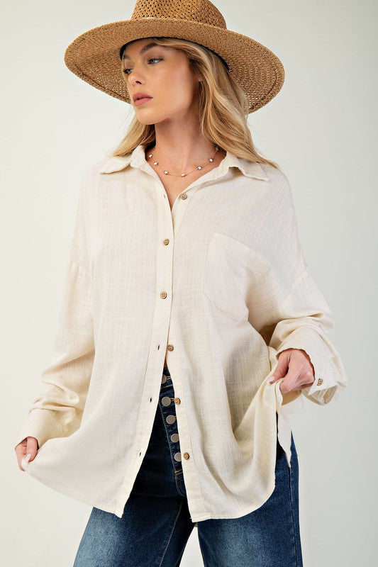 "Elliana" Perfect Button Down Blouse - The Katie Grace Boutique