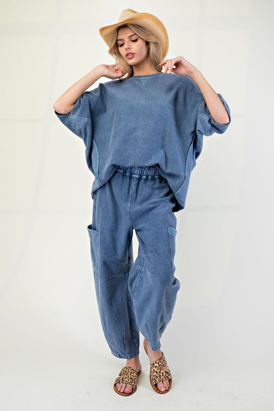 "Thea" Mineral Washed Barrel Pants, 3 colors