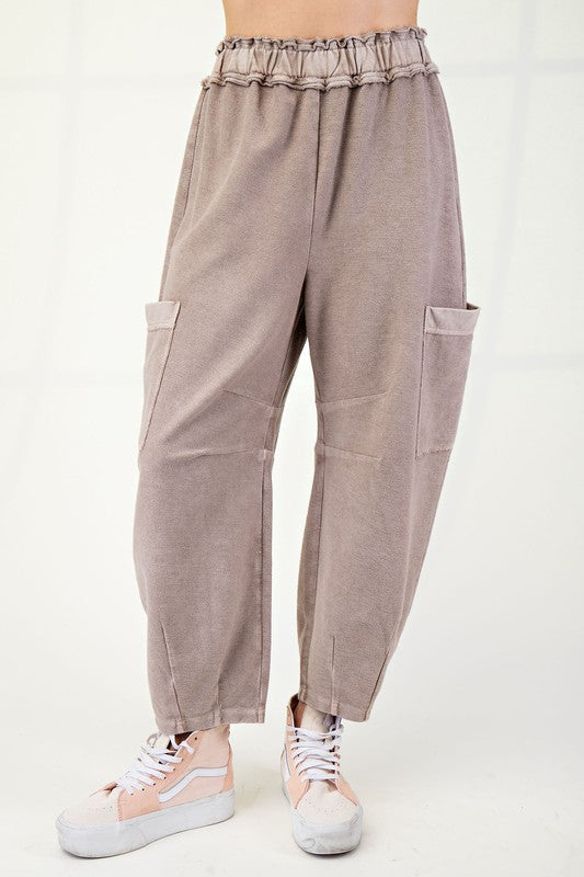 "Thea" Mineral Washed Barrel Pants, 3 colors