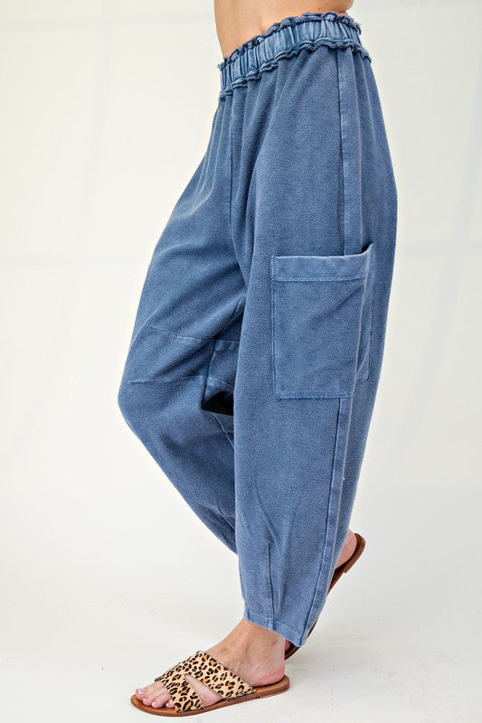 "Thea" Mineral Washed Barrel Pants, 3 colors