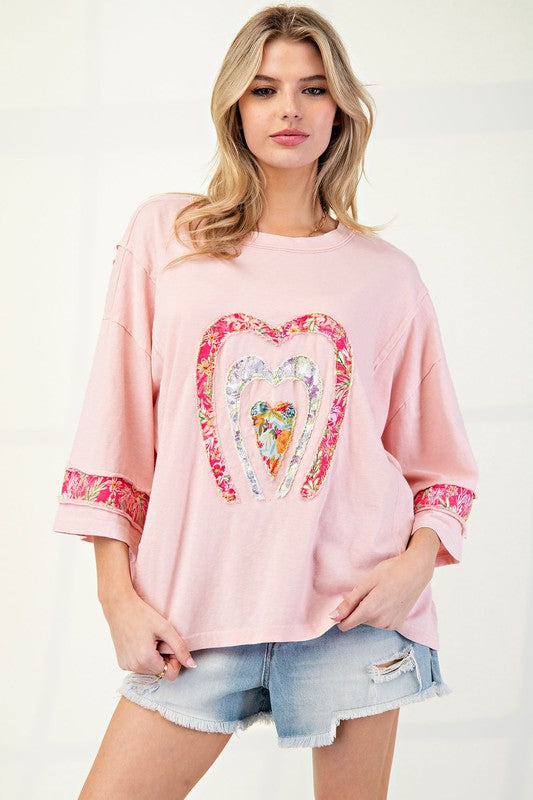 "Kandi" Appliqued' Mineral Washed Top - The Katie Grace Boutique