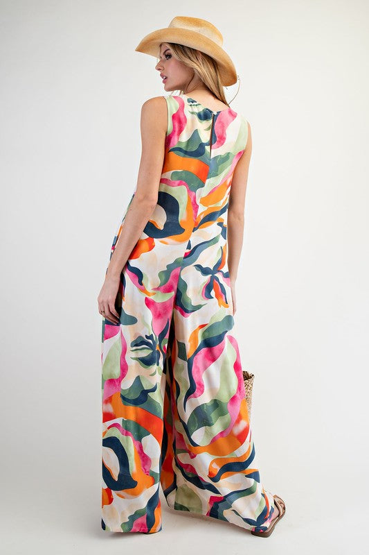 "Twiggy" Abstract Jumpsuit - The Katie Grace Boutique