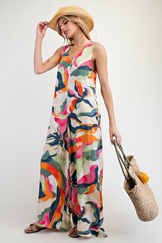 "Twiggy" Abstract Jumpsuit - The Katie Grace Boutique