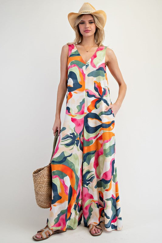 "Twiggy" Abstract Jumpsuit - The Katie Grace Boutique