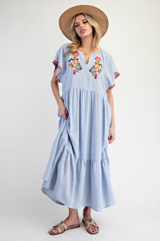 "Pollyana" Embroidered Dress - The Katie Grace Boutique