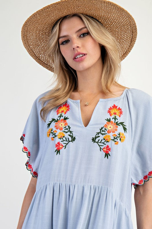 "Pollyana" Embroidered Dress - The Katie Grace Boutique