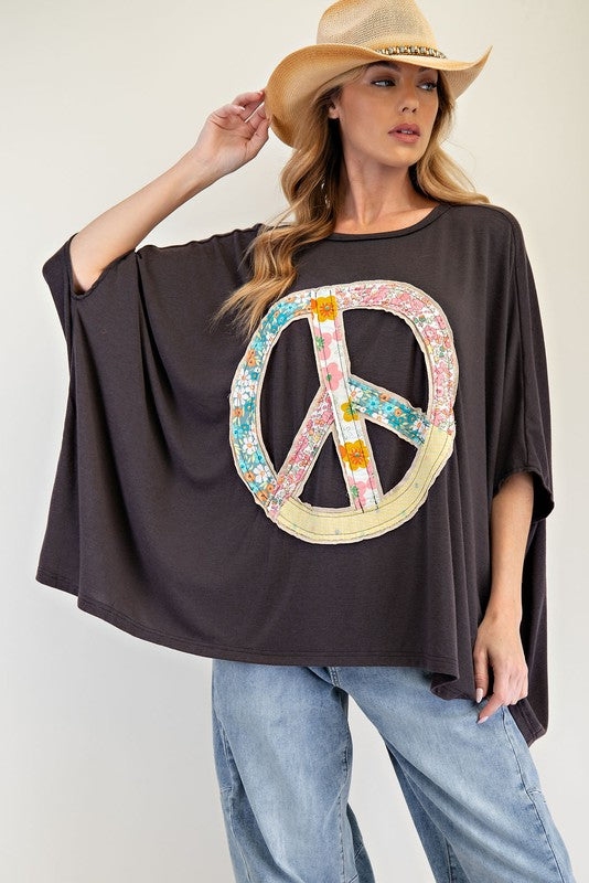 "Twiggy" Oversized Applique' Top - The Katie Grace Boutique