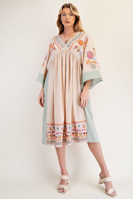 "Abigail" Embroidered Midi Dress, 2 colors - The Katie Grace Boutique