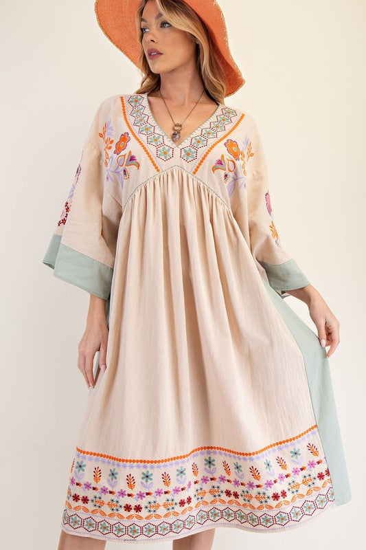 "Abigail" Embroidered Midi Dress, 2 colors - The Katie Grace Boutique