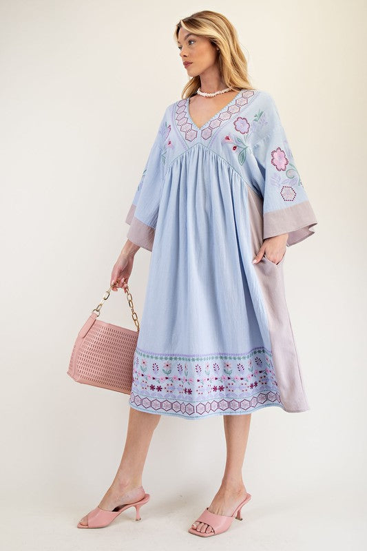 "Abigail" Embroidered Midi Dress, 2 colors - The Katie Grace Boutique