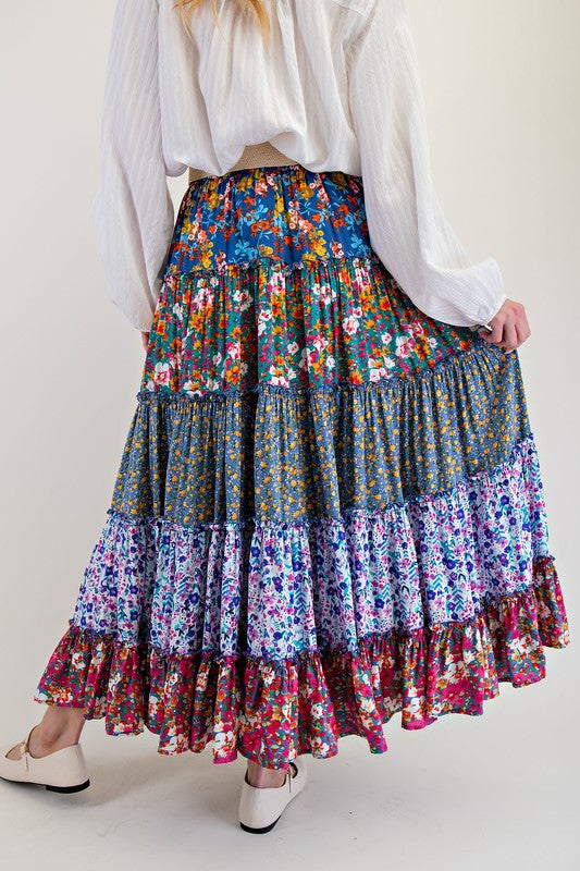 "Melissa" Tiered Floral Skirt