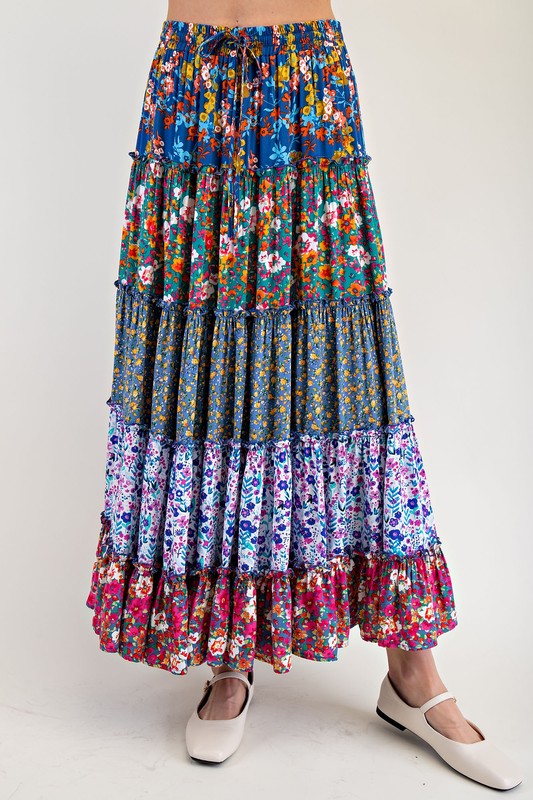 "Melissa" Tiered Floral Skirt