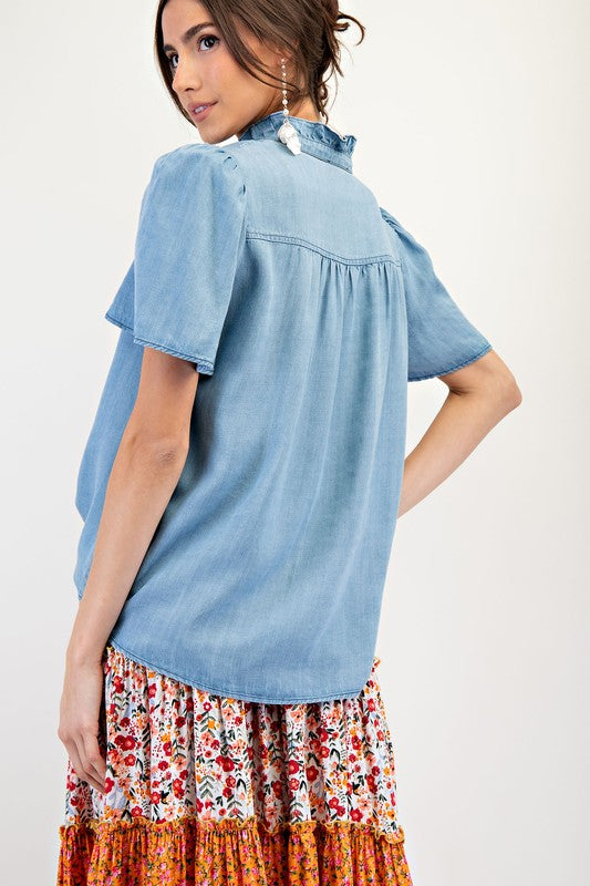 "Nora" Tencel Blouse - The Katie Grace Boutique