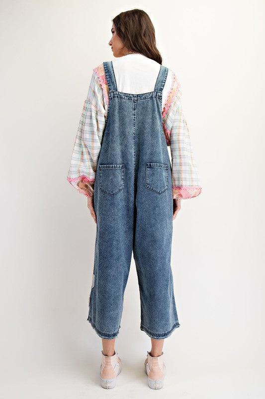 "Juniper" Denim Overalls w/ Applique' Florals - The Katie Grace Boutique