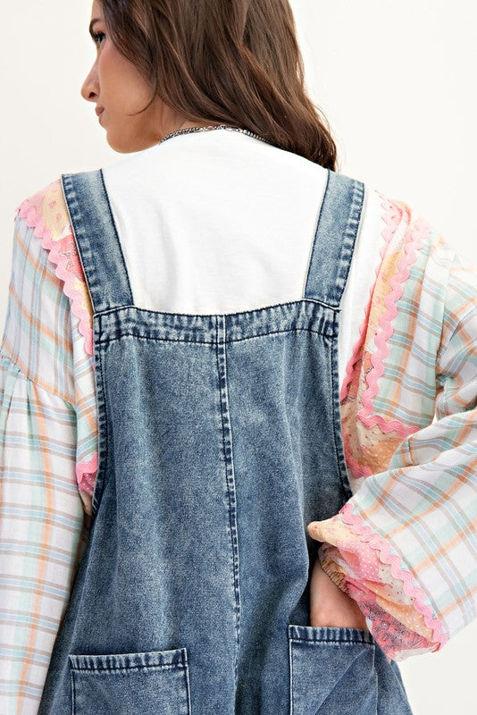 "Juniper" Denim Overalls w/ Applique' Florals - The Katie Grace Boutique