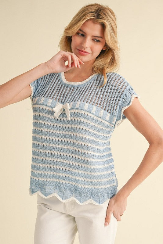 "Lacey" Crochet Sweater - The Katie Grace Boutique