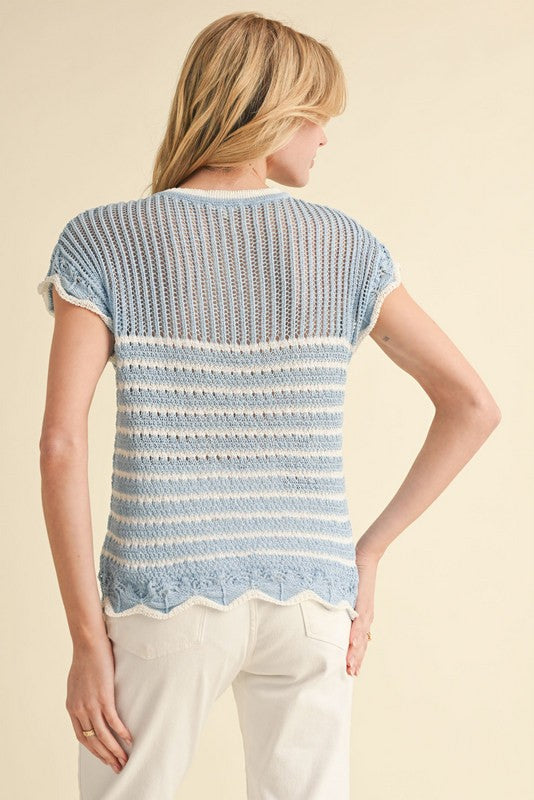 "Lacey" Crochet Sweater - The Katie Grace Boutique